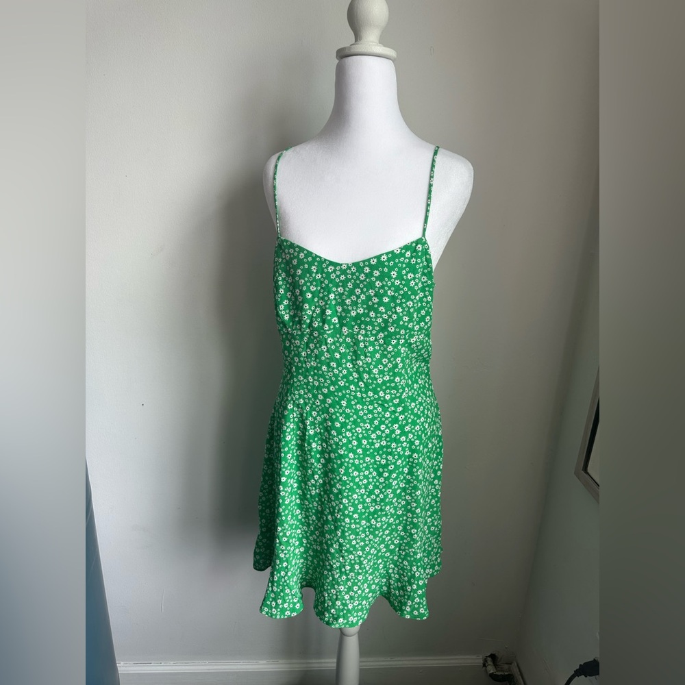 Zara Green Dress with White Floral Print